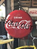 50s Original DRINK Coca-Cola Porcelain Enamel Button Sign (R201) 