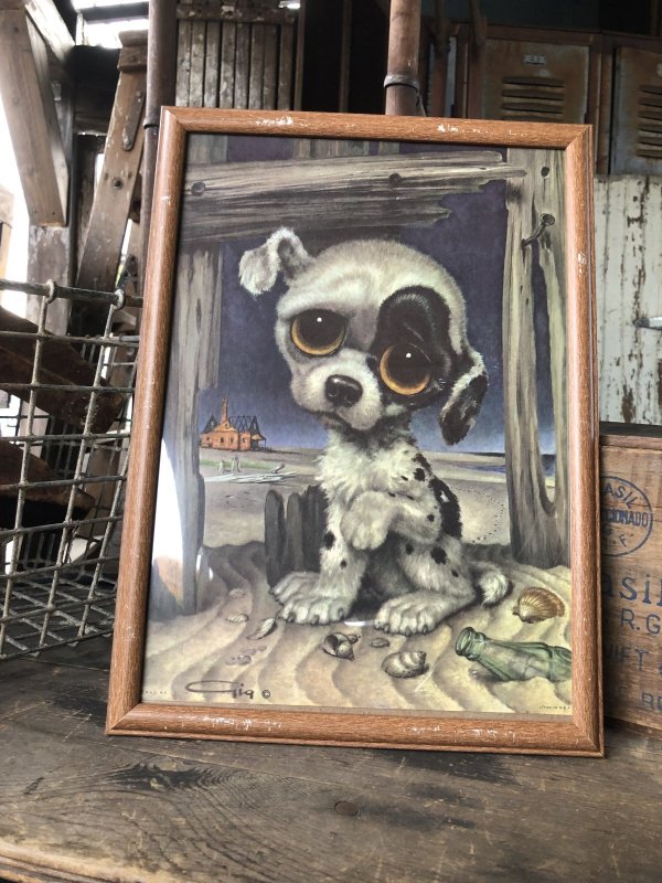 画像1: 60s GIG Vintage Big Eye Pity Puppy Art (R229)