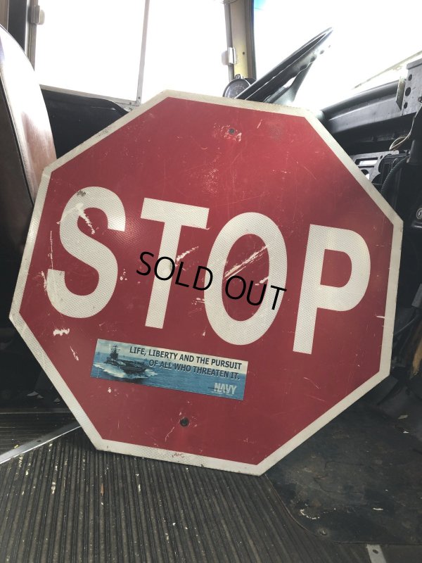 画像1: Vintage Road Street Sign STOP (R270)