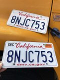 Original USA California License Plate 8NJC753 SET (R313)