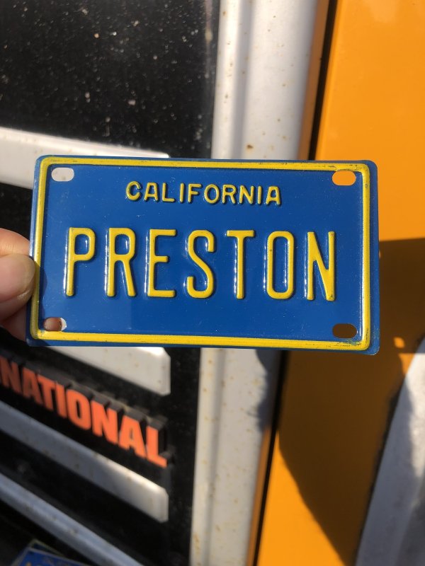 画像1: 70s Vintage California Kids Bicycle Name License Plate / PRESTON (R337) 