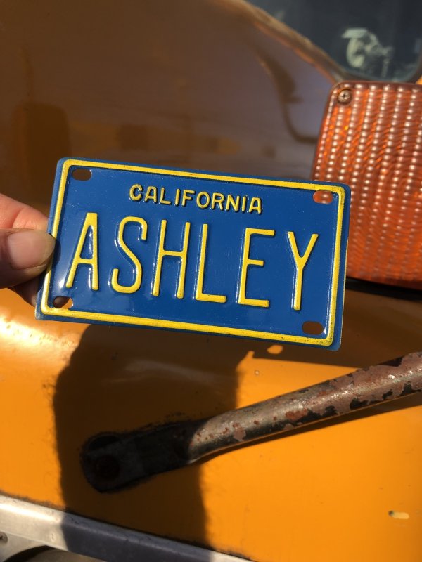 画像1: 70s Vintage California Kids Bicycle Name License Plate / ASHLEY (R332) 