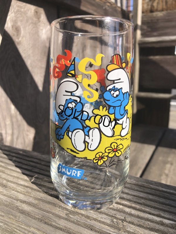 画像2: 80s Vintage Hardee's Smurf Glass HARMONY SMURF (R341)