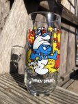 画像1: 80s Vintage Hardee's Smurf Glass HANDY SMURF (R344) (1)