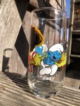 画像1: 80s Vintage Hardee's Smurf Glass JOKEY (R342) (1)