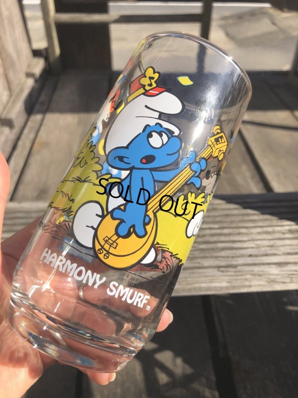 画像4: 80s Vintage Hardee's Smurf Glass HARMONY SMURF (R341)