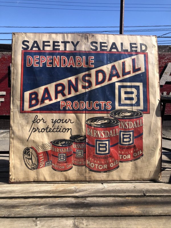 画像1: 【店舗引き取り限定】 Vintage Barnsdall Motor Oil Store Display Poster Sign RARE !!! (R404) 