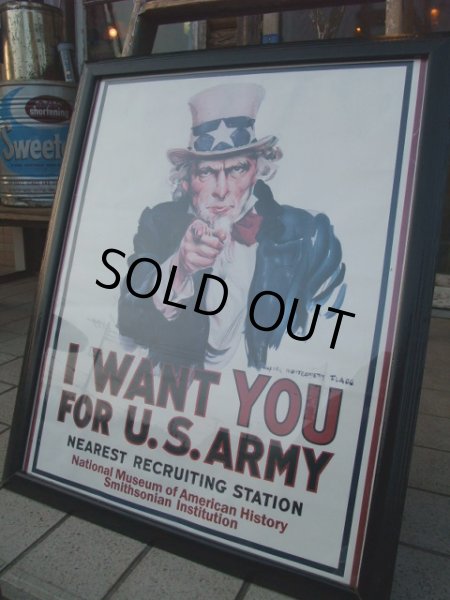 画像1: Vintage Uncle Sam Poster w/Frame (AC565)  (1)