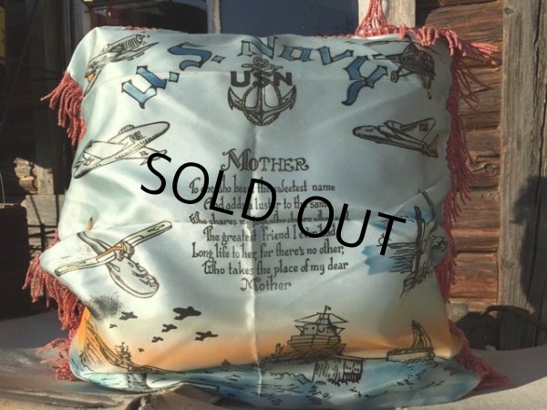 画像1: Vintage Souvenir Cushion US NAVY (MA192） (1)