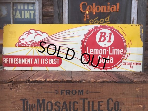 画像1: 40s Vintage B-1 Lemon Lime Soda Embossed Metal Sign (AL926) (1)