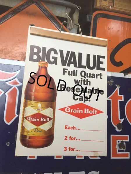 画像1: 70s Vintage Grain Belt Beer Big Value Advertising Poster Sign (AL3464)  (1)