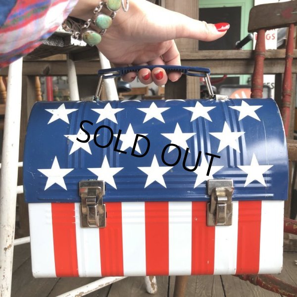 画像1: Vintage Groovy American Old Glory Stars and Stripes Lunch Box (T907) 　 (1)