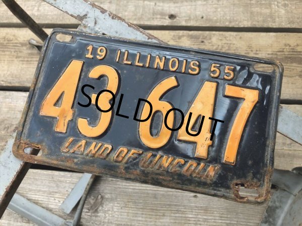 画像1: 50s Vintage American License Number Plate 1955 43 647 (B805)  (1)