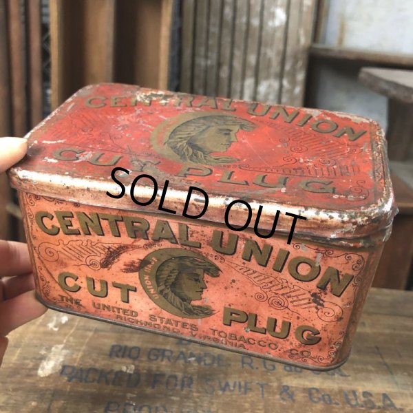 画像1: Vintage Advertising Tin Can CENTRAL UNION Cut Plug (B764) (1)