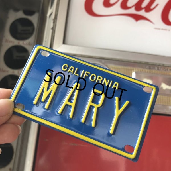 画像1: Vintage California Mini Bike Vanity Metal License Plate / MARY (B806)  (1)