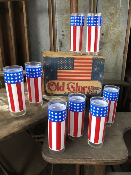 画像1: Vintage Old Glory Set of 8 Glasses (C373) (1)