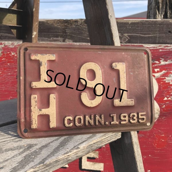 画像1: 30s Vintage American License Number Plate / CONN.1935 IH 91 (B637) (1)