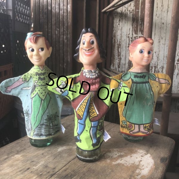 画像1: Vintage Gund Hand Puppet Doll Disney Peter Pan , Wendy , Captain Hook SET (M603) (1)