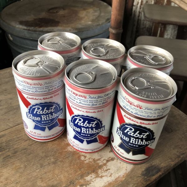 画像1: Vintage Pabst Blue Ribbon Beer Cans 6 PACK (M660)  (1)