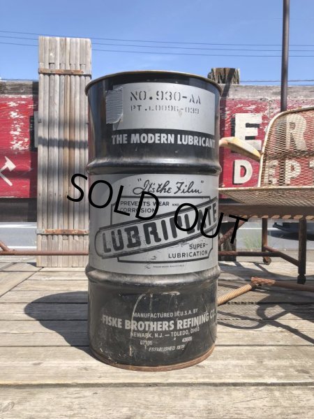 画像1: Vintage Fiske Brothers Refining Co. LUBRIPLATE 16 Gal Drum Barrel Oil Can A (M698) (1)