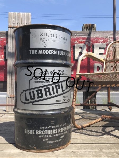 画像1: Vintage Fiske Brothers Refining Co. LUBRIPLATE 16 Gal Drum Barrel Oil Can B (M699) (1)