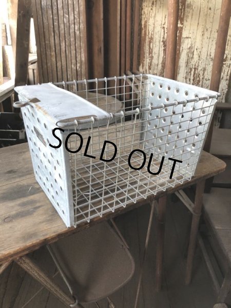 画像1: Vintage Metal Wire Locker Basket w/ Number Plate GB-51 (M855) (1)