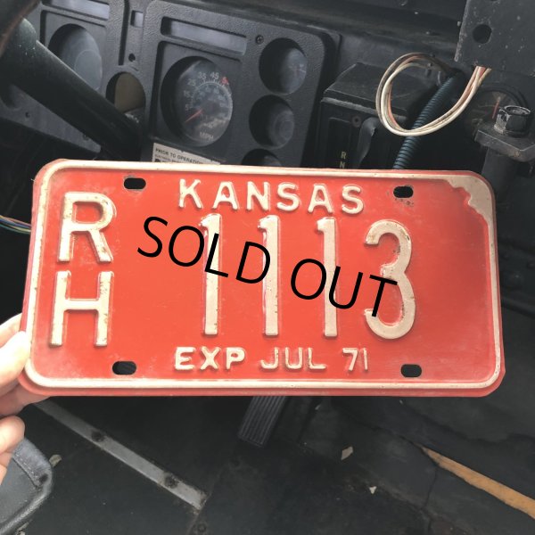 画像1: 70s Vintage American License Number Plate / KANSAS RH 1113 (M852) (1)