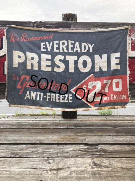 画像1: Vintage Advertising Eveready Prestone Anti-Freeze Display Banner Sign (R015)  (1)