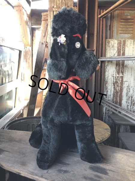 画像1: Vintage Giant Black Standing Poodle Plush Stuffed Toy Doll (R017)  (1)