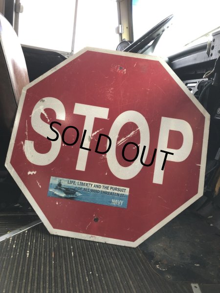 画像1: Vintage Road Street Sign STOP (R270) (1)