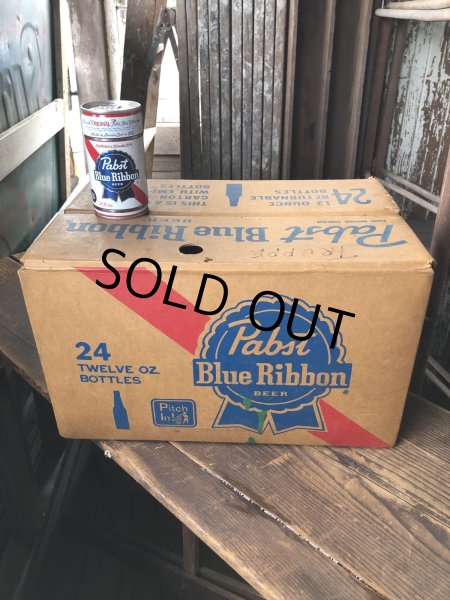 画像1: Vintage Pabst Blue Ribbon Beer 24 Bottle Box (R392) (1)