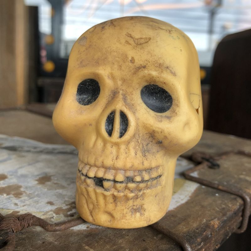 Vintage Halloween Decoration Skull Blow Mold Plastic Lamp Head