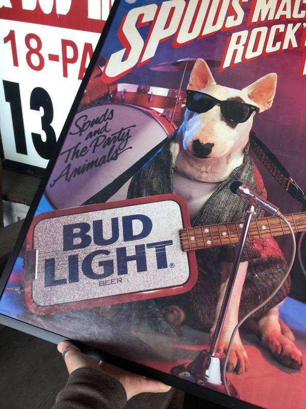 80s Vintage Budweiser Advertising Bud Light Spuds MacKenzie Poster 