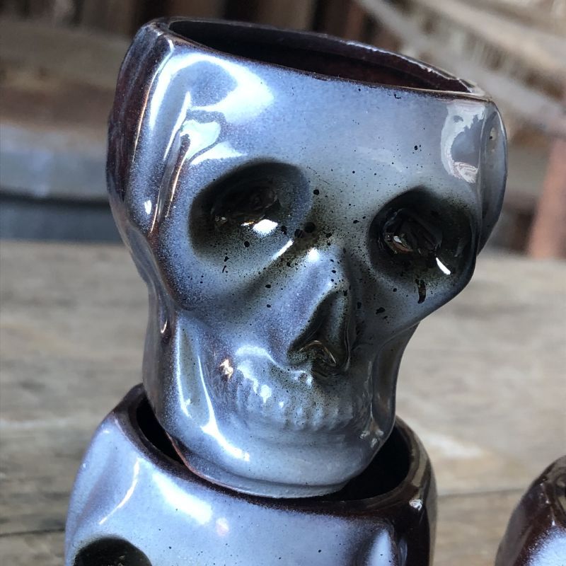 50s Vintage SKULL  LAY OFF  Poison Decanter Bottle w/Shot Glass (B619) -  2000toys Antique Mall